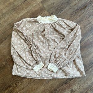 EUC Zara Blouse with Embroidered and Lace Details Size XS